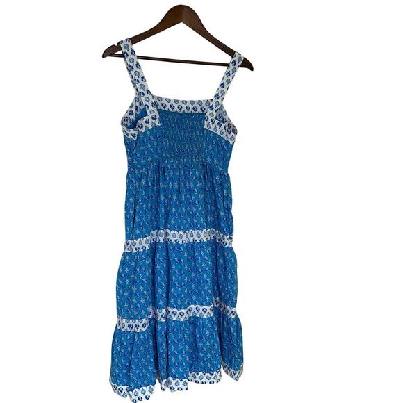 J. Crew Square Neck Smocked Tiered Floral MIDI Dress Size 6P Beachy Summer - Picture 6 of 9